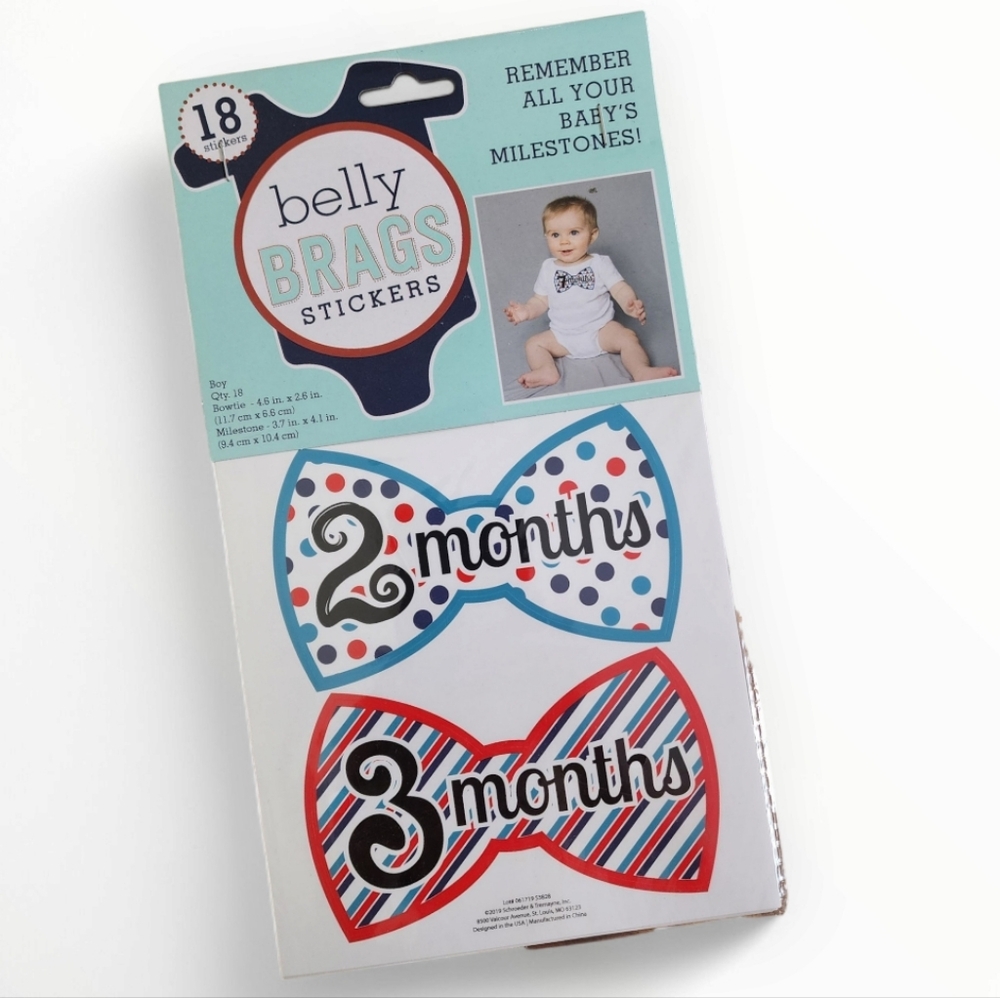 Belly Brags Baby Boy Milestone Stickers 18 Stickers Bow Tie
